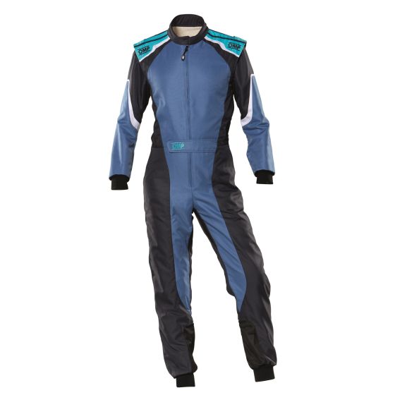OMP KS-3 Kart Suit - Colour: Dark Blue / Cyan, Size: 58