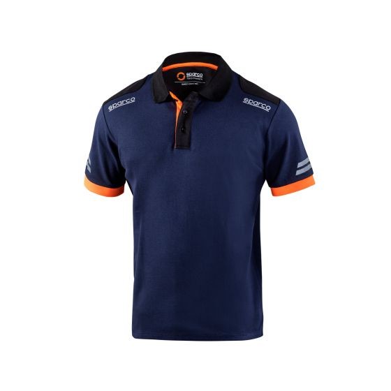 Sparco Tech Polo Shirt - Colour: Navy Blue / Fluro Orange, Size: XXL, Blue/orange