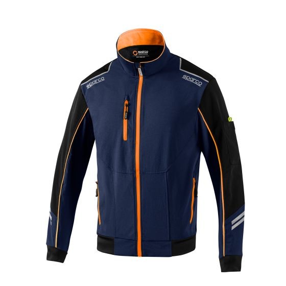 Sparco Tech Light Shell Jacket - Colour: Navy Blue / Fluro Orange, Size: XXXL, Blue/orange
